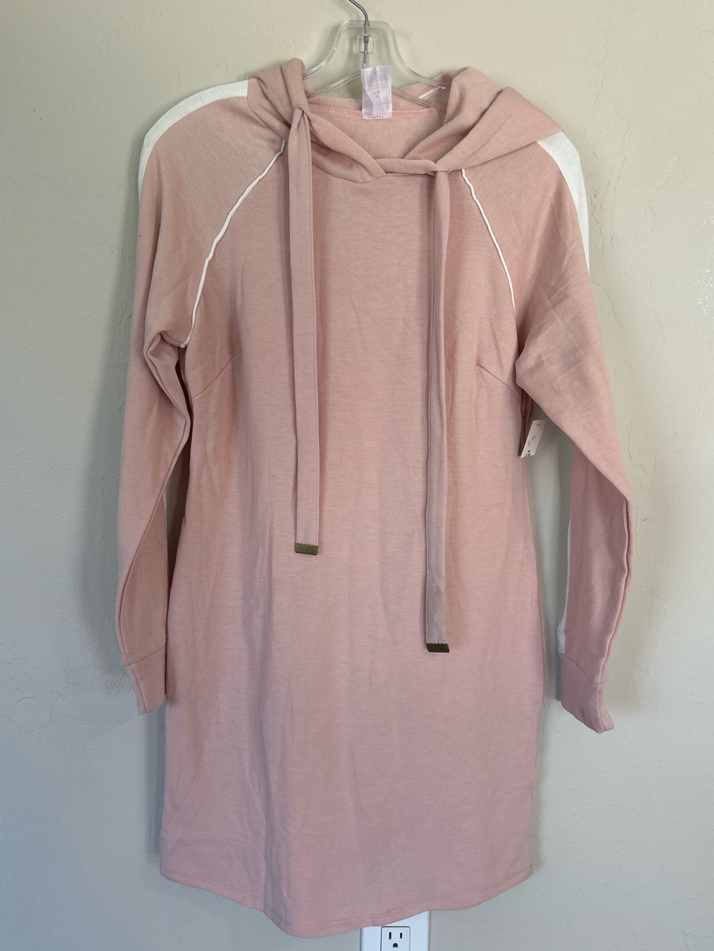 No Boundaries juniors' fleece hoodie dress Pink Size Medium(1689)